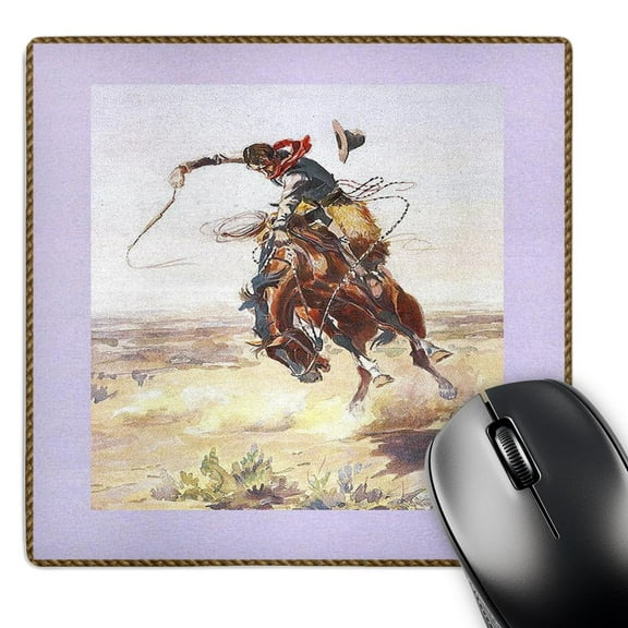 3dRose, Vintage Cowboy On Bucking Bronco, MousePad