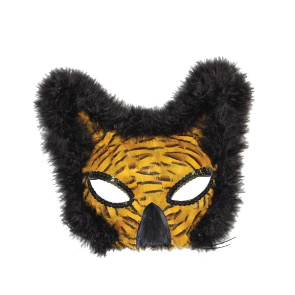 Feather Gold Lion Mask Adult Halloween Accessory