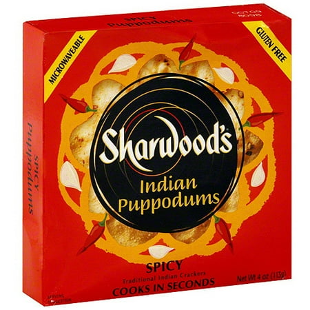 Sharwood's Puppodums Spicy Indian Crackers, 4 oz (Pack of 12)
