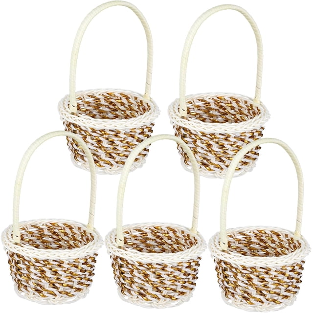 Canastas De Almacenamiento Tejidas De Mimbre Con Mango Pequeñas Para Niñas De Flores Cestas De Boda Rústicas Y Versátiles Para Hogar Y Eventos