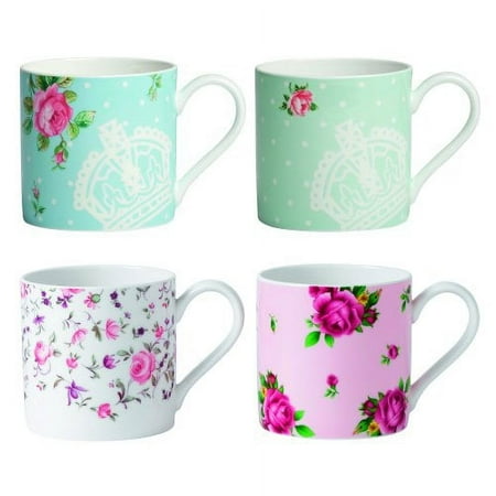 

Royal Albert New Country Roses Modern Mugs White Set of 4
