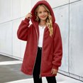 thumbnail image 5 of VIPOIN Girls Full Zip Hooded Fleece Jacket, Mid-Length Sherpa Coat Warm Fall Winter Outerwear, 5 of 8