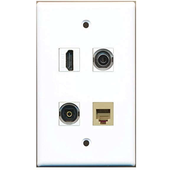 RiteAV - 1 Port HDMI 1 Port Phone RJ11 RJ12 Beige 1 Port Toslink 1 Port 3.5mm Wall Plate