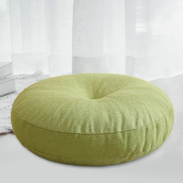 Cojín de meditación redondo, cojín de suelo decorativo con funda extraíble, cojín de asiento tipo tatami verde