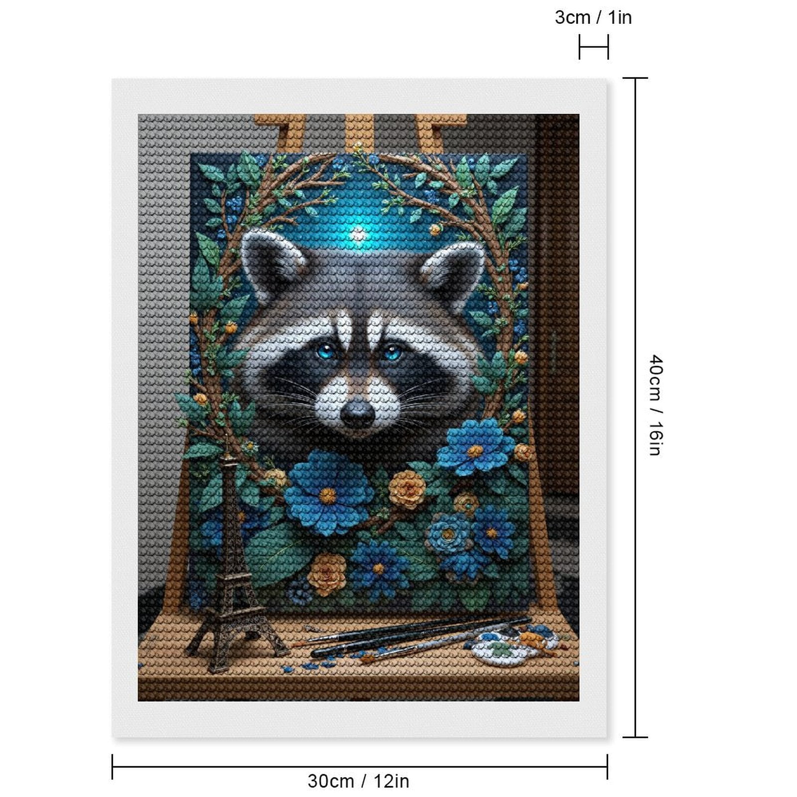 Diamond Art Kits for Adults, Raccoon Floral Art Canvas Painting 5D Diamond Painting Kits for Adults Beginners, DIY Full Drill Diamond Painting, Gem Art and Crafts 12x16