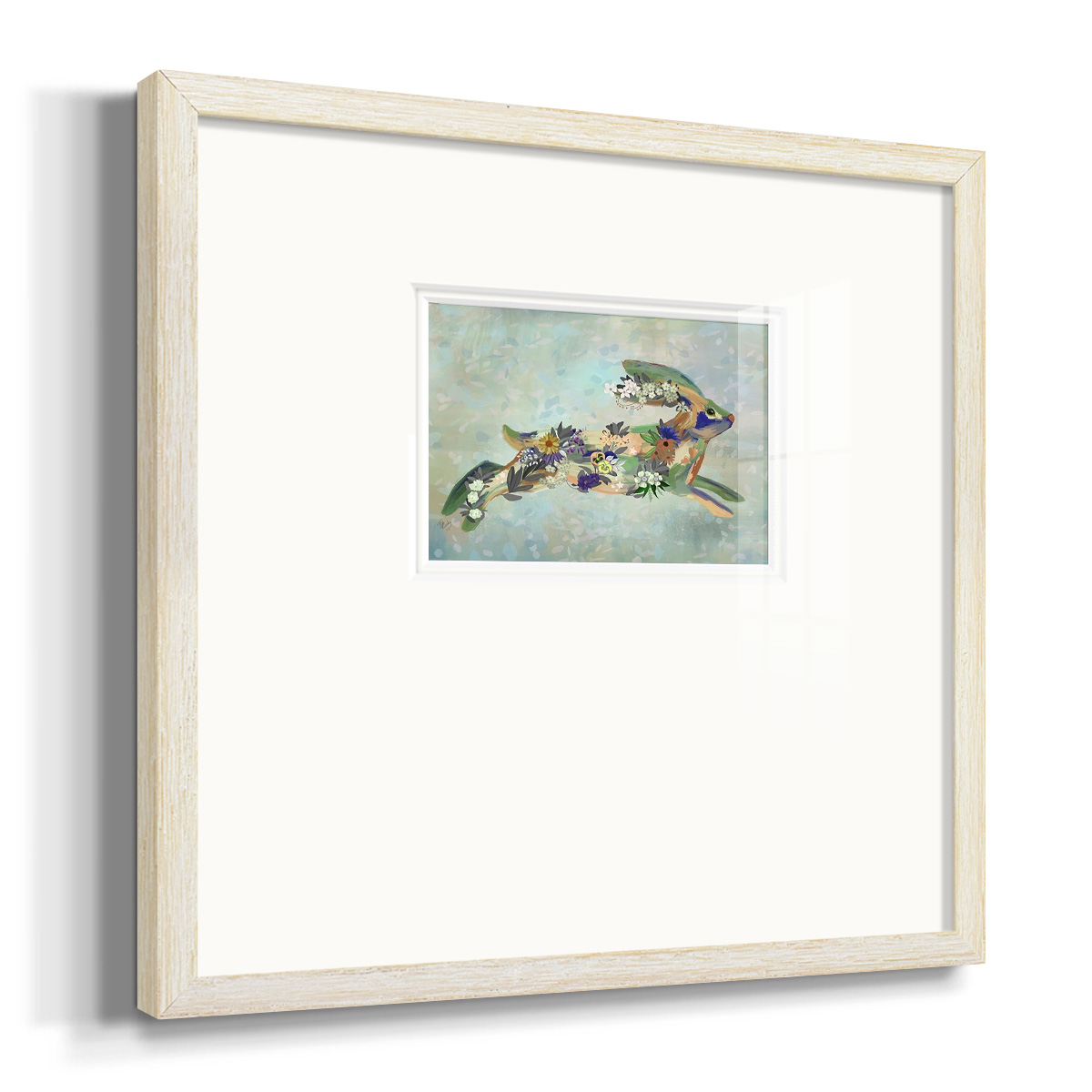Fantastic Florals Hare, RunningPremium Framed Print