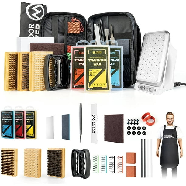 OutdoorMaster Ski Snowboard Tuning and Waxing Kit with Waxing Iron,Universal Wax,Edge Tuner
