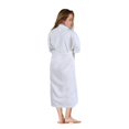 thumbnail image 3 of Unisex Cotton Terry Kimono Bathrobe with Embroidery All-Season Robe, XL, Grey-White, 3 of 12