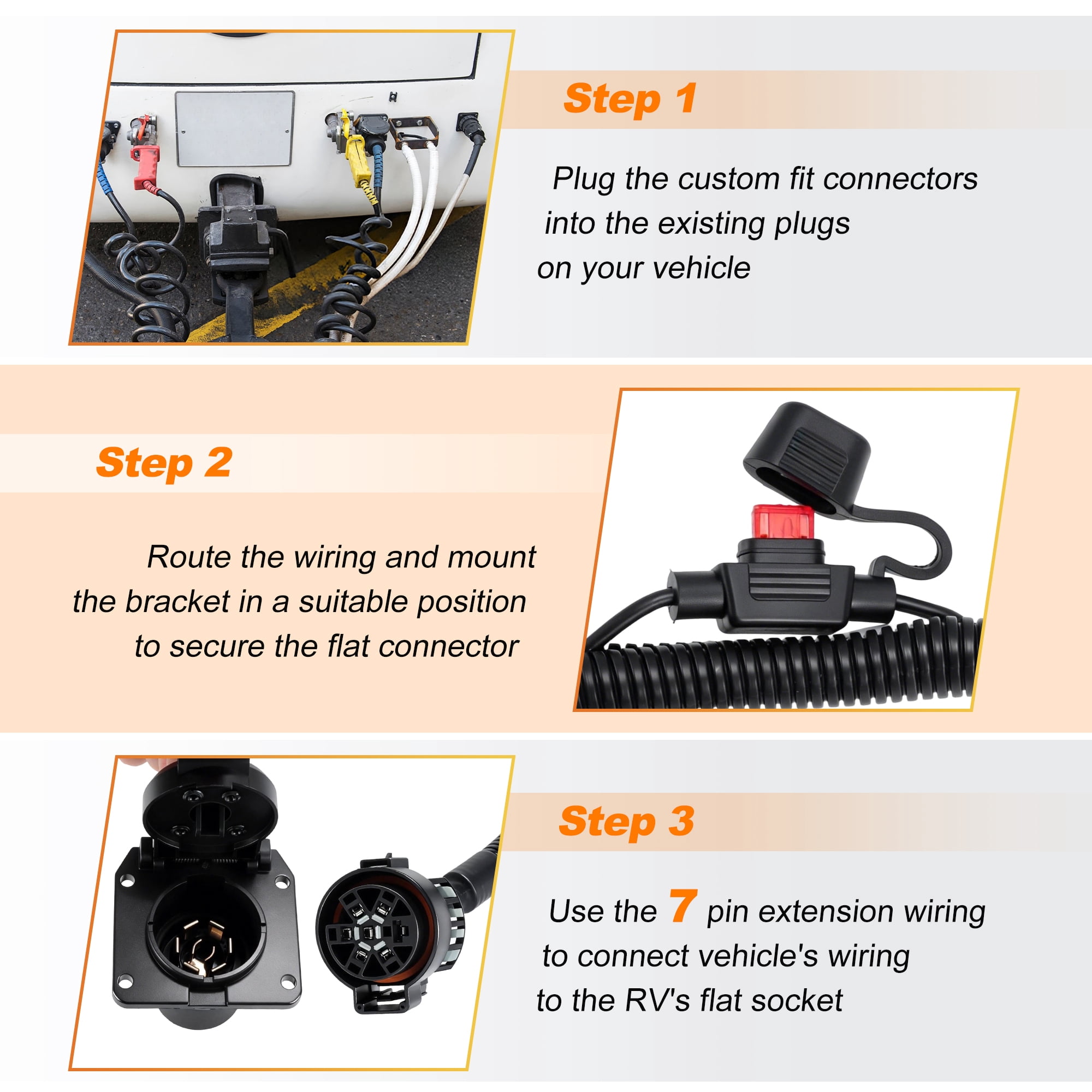 Unique Bargains 7-Way Trailer Wiring Harness for Honda Pilot 2009-2011 and Ridgeline