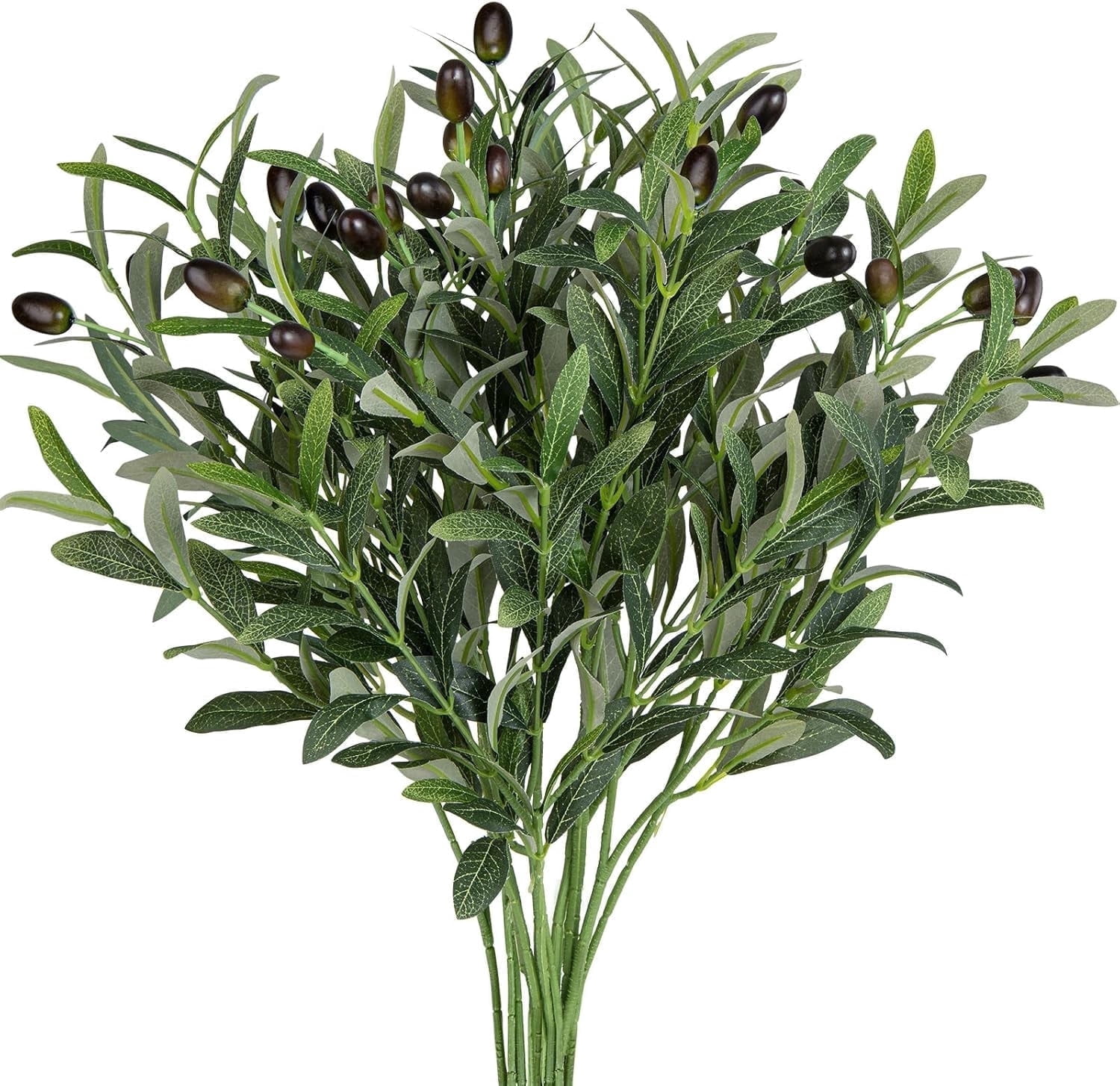 5 Pack Artificial Olive Branches 19" Fake Plants Silk Greenery Stems Olive Leaves Trees for Home Office Wedding Christmas Decor