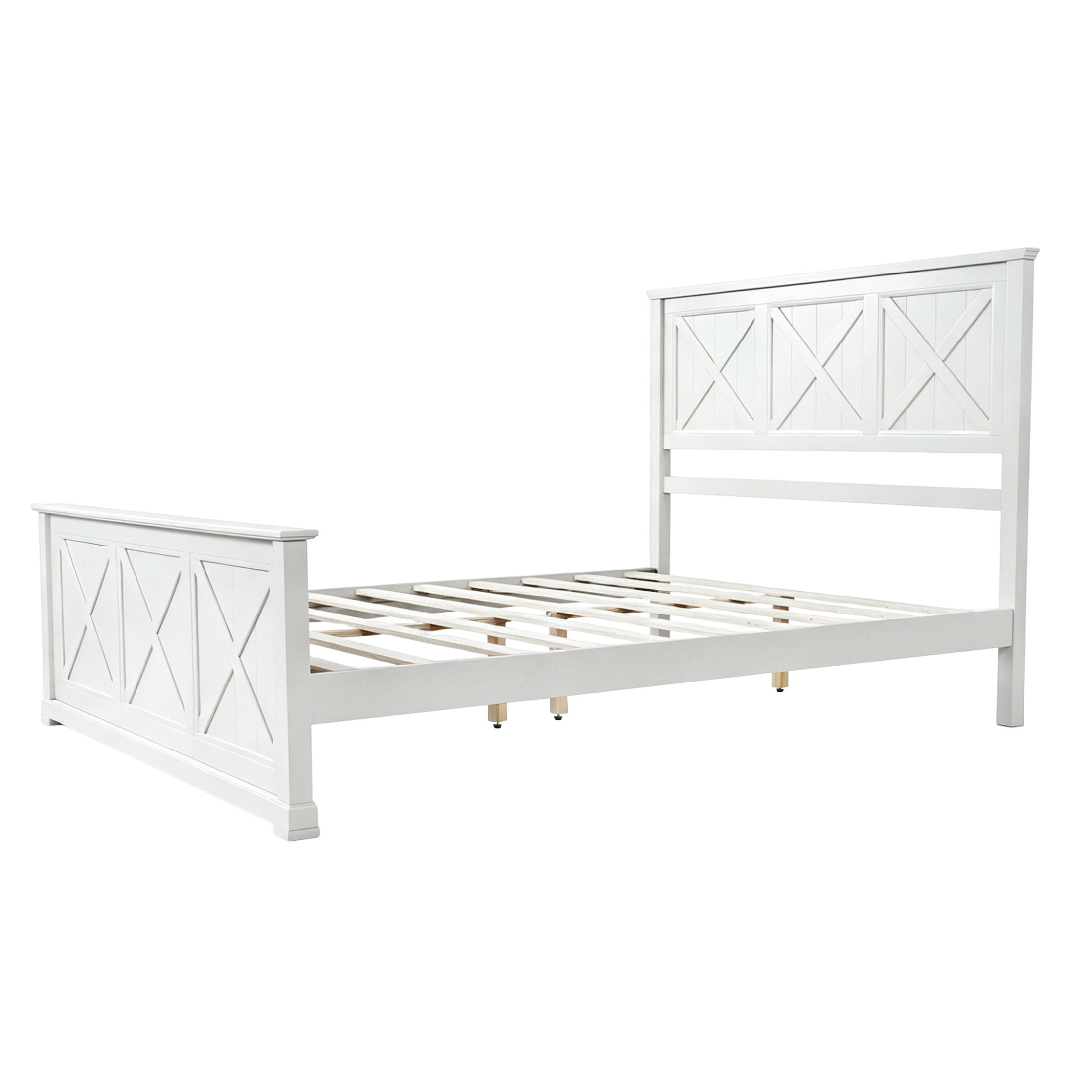 Noble House 4 Piece Queen Bedroom Set with Platform Bed, 2 Nightstands and Dresser, White