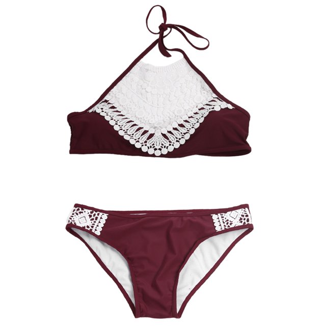 Conjunto de bikini push-up para mujer Traje de baño de vendaje acolchado Ropa de playa (Rojo) (M) Likrtyny Para estrenar