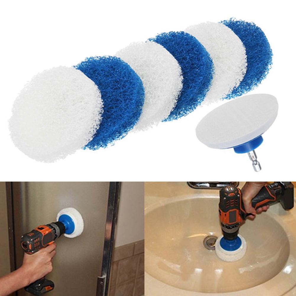 RotoScrub Bathroom Cleaning Drill Accessory Kit - White Scrub Pads