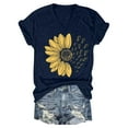 thumbnail image 4 of Sunflower Graphic Plus Size Women's T-Shirt Summer Oversized Casual V-Neck Top for Girls, Yoga Outdoor Travel, Lightweight Breathable Tee, Navy Women Summer T Shirt Plus Size Loose Top Top Girls, 4 of 4