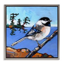 Stupell Industries Swallow Bird Perched Birds Painting Gray Floater Framed Canvas Art Print Wall Art, 18 x 18