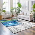 thumbnail image 3 of Large Area Rugs 5'x8', Rustic Beach Carpet Runner Indoor Outdoor Rugs Home Decor Aesthetic, Tropical Surfboard Palm Tree Wooden Grain Non Slip Mats Washable Accent Rug for Living Room Bedroom, 3 of 8