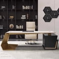 thumbnail image 4 of Corner Computer Desk Organizer Executive Modern Work Storage Office Desk Drawers Wooden Escritorios De Oficina Office Furniture My Lux Decor Round, 4 of 7