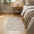 thumbnail image 3 of ODIKA 2'x3' Washable Throw Rug Abstract Ribbon Vintage Geometric Waves Beige Loving Neutral Pink Refined for Hallway, Study Room, Non-Slip Low Profile, Flatwoven, 3 of 7
