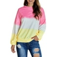 thumbnail image 4 of Sudadera de manga larga para mujer Colorblock Tie Dye Impreso Jersey Tops, 4 of 6