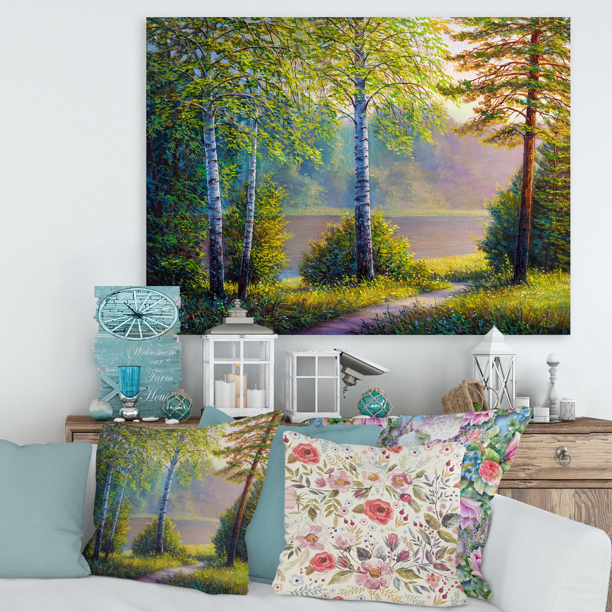 Designart ' Subtle Sunset Light Through The Trees I ' Traditional Canvas Wall Art Print