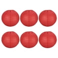 thumbnail image 1 of Unique Bargains Lanternes en Papier de 8 Pouces, Lot de 6 Abat-Jour Pliant Rond pour Mariage Fête à la Maison Célébration de Festival, Rouge, 1 of 7