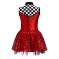 thumbnail image 4 of vastwit Kids Girls Sleeveless Checkerboard Sequins Tutu Dress Figure Ice Skating Performance Dance Party Wear Red 14, 4 of 7
