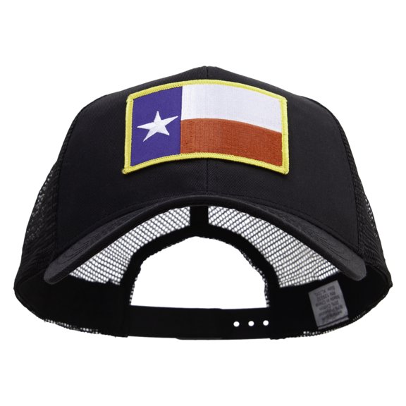 Texas Middle State Patched Big Size Solid Cotton Twill High Profile Mesh Pro Style Cap - Black XL-3XL