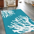 thumbnail image 2 of Hallway Runner Rugs 2.7x5 Ft, Teal Blue Coral Coastal Non Slip Area Rugs for Kitchen Bedroom Entryway, Nautical Ocean Summer Beach Washable Carpet Runner Rug Floor Mats for Bedroom Home Decor, 2 of 8
