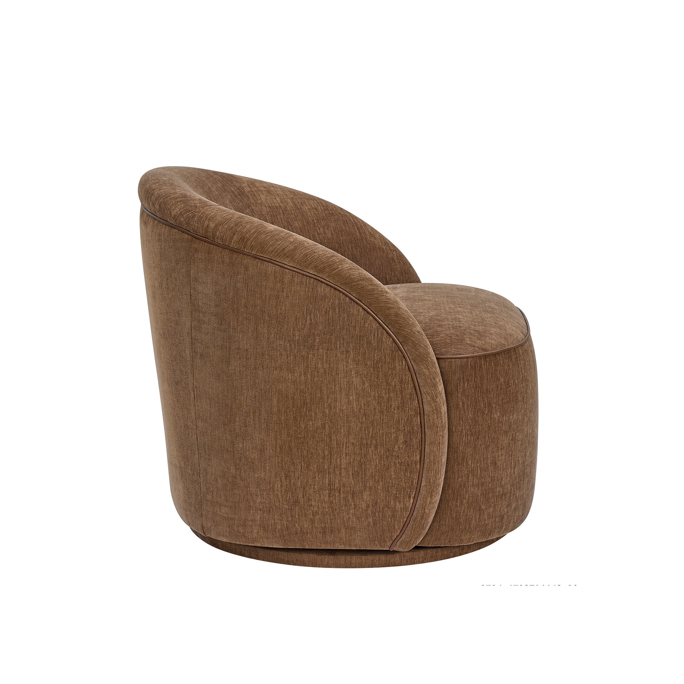 Beautiful Georgiana Swivel Chair by Drew Barrymore, Chocolate with Faux Leather Piping