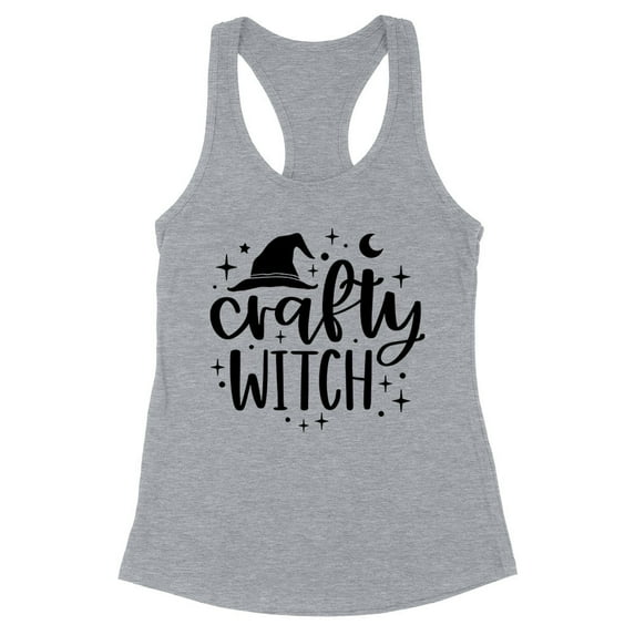 Crafty Witch Tank Top Fitted Racerback Women's Large Heather Grey