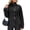 Dark Gray, variant on Women's Oversized Denim Jacket Stand Collar Asymmetric Button Long Sleeve Casual Jean Coat Vintage Washed Street Outerwear with Pockets Light Blue