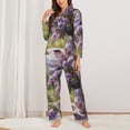 thumbnail image 2 of Salouo Lilacs Teapot Scenic Painting Pattern Women's Pajamas Set Long Sleeve Button Down Sleepwear Soft Pj Lounge Sets for women 2 Piece Pjs Set with Long Pants-XX-Large, 2 of 7