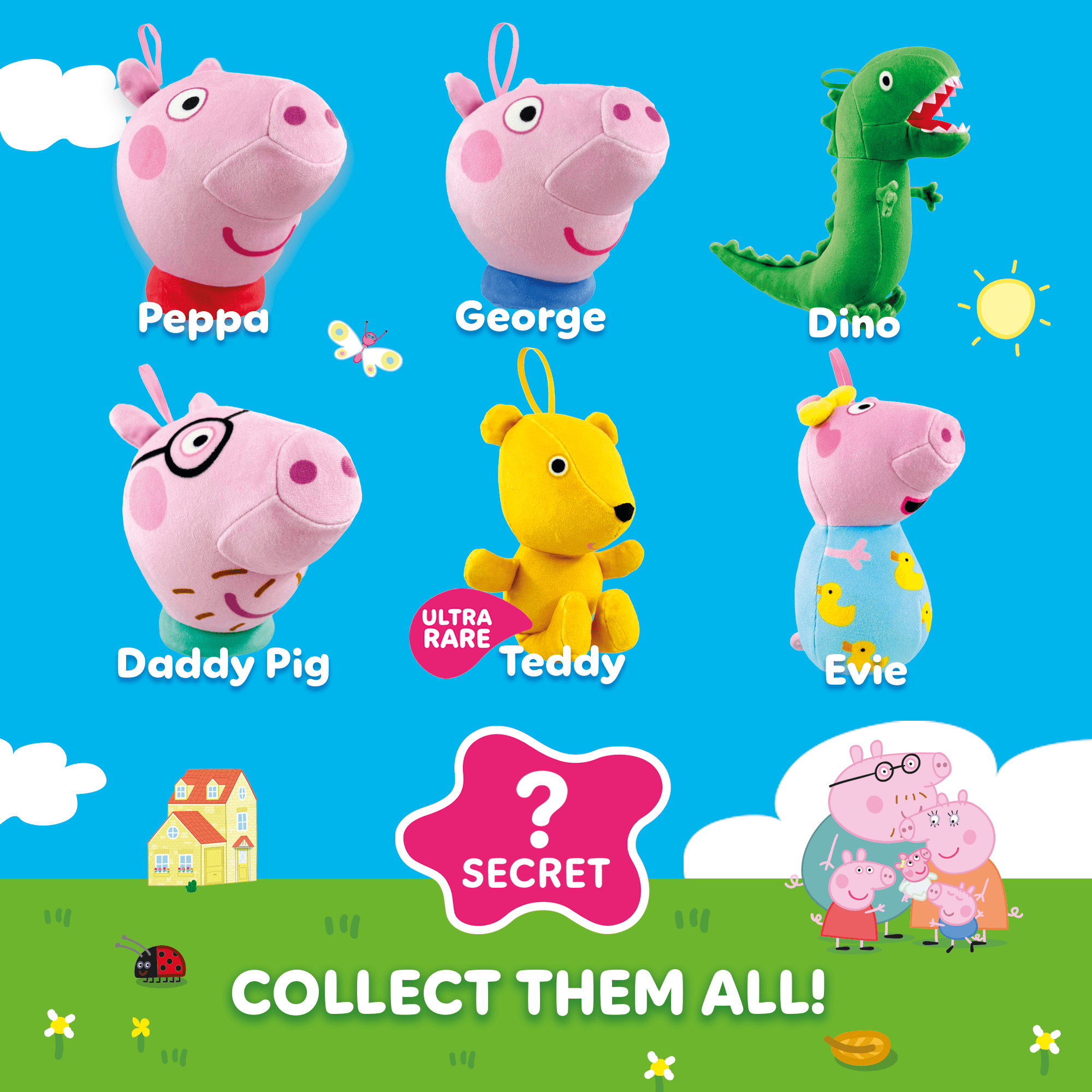 Miraball Surprises Peppa Pig - Pack of 3, Blind Capsule Toys with Expandable Memory Foam Plush & Stickers - Fun Mystery Plush Balls for Kids Collectible Toy Surprises, Party Favors, Gifting