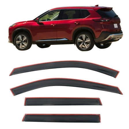 Ikon Motorsports In-Channel Window Visors Fits 2021-2025 Nissan Rogue, Slim Style Side Door Rain Vent Guard Deflectors, Acrylic Smoke 4PCS