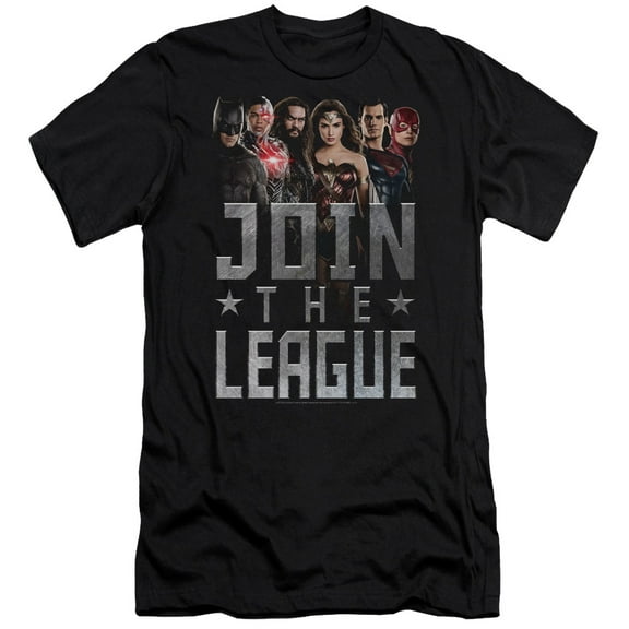 Justice League Movie - Join The League - Premium Slim Fit Short Sleeve Shirt - Large