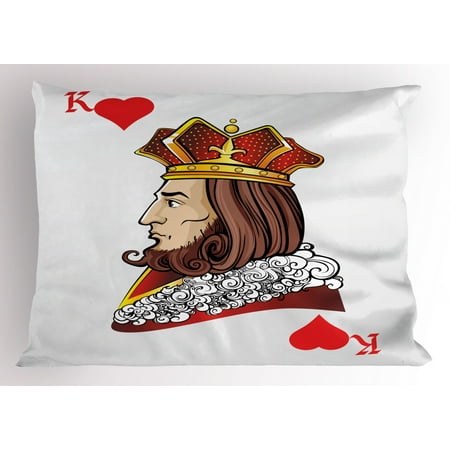 Casino Pillow Sham King Of Heart Deck Romantic Graphic Play Card