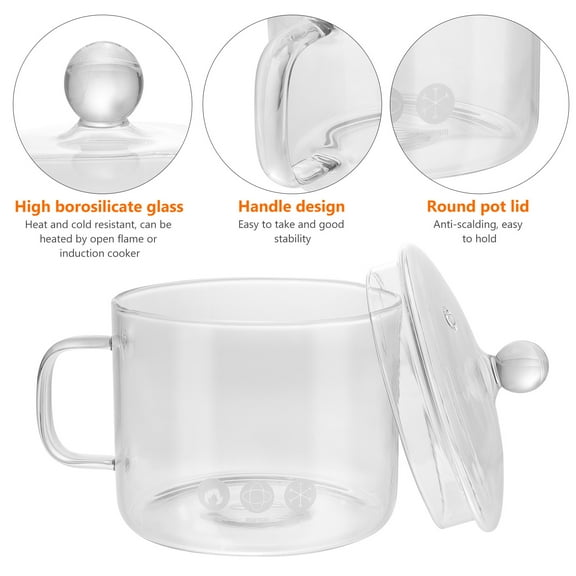 LEDMOMO Ergonomic Handle Glass Saucepan with Lid Transparent for Easy Cooking