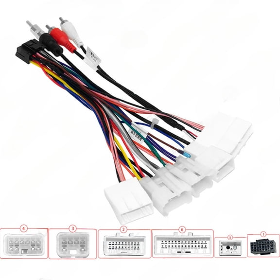 2025-20 android navigation power cable with aux adapter and amplifier wire for new and old toyota universal low configuration