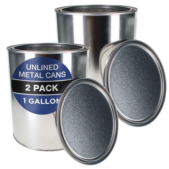 Master Elite 1 Gallon Unlined Empty Metal Paint Can Bucket with Lids, Pack of 2 - Triple Tight Lid Seal, 128 fl. oz. Steel Coating Storage Container Tin - Store Leftover Oil-Based Paint, Auto