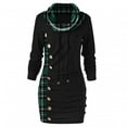 thumbnail image 4 of Dress For Women Plaid Button Collar Drawstring Stitching Tops Tunic Casual Long Sleeve Pullover Shirts, 4 of 8