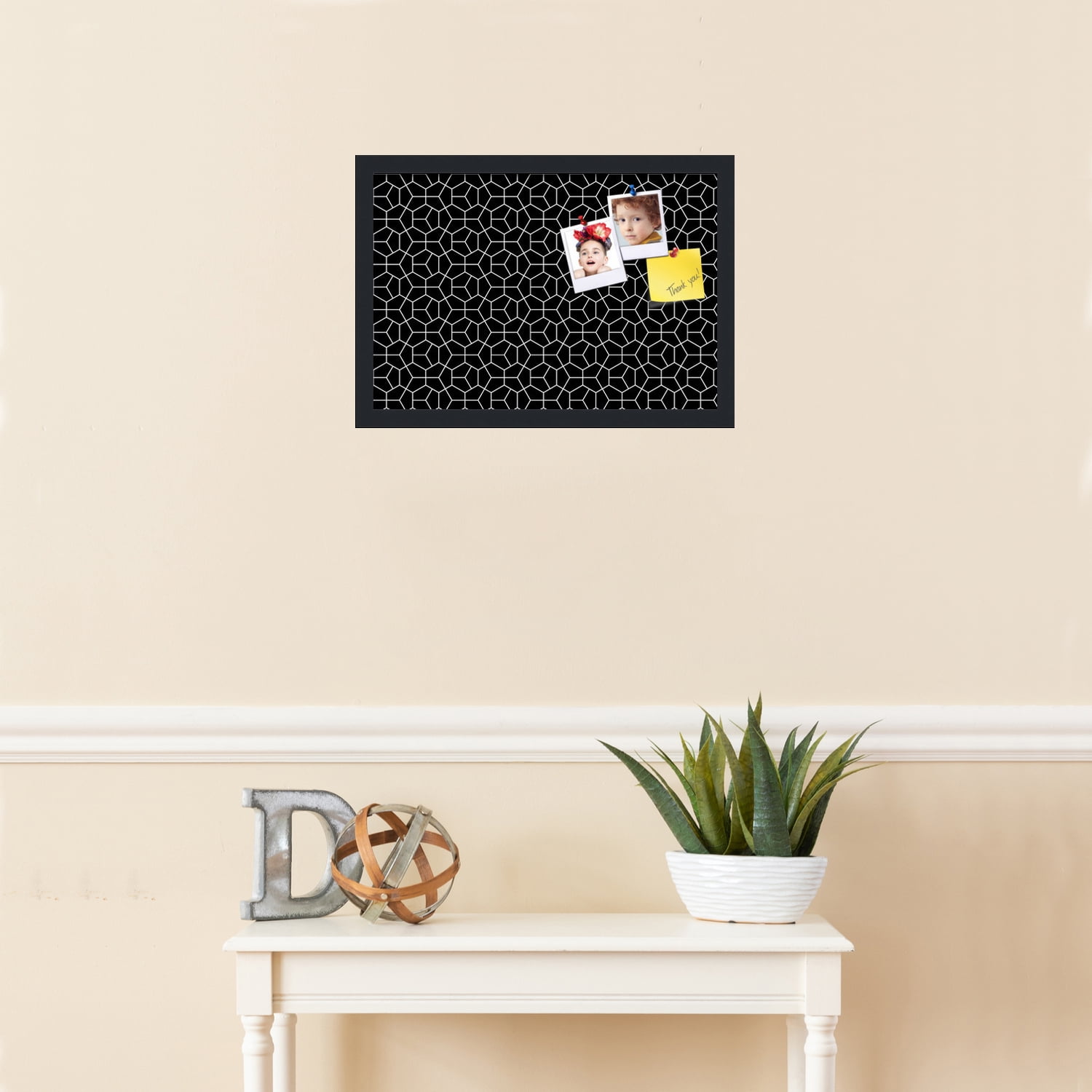 PinPix 19x13 Custom Cork Bulletin Board Modeco Hex W B Poster Board Has a Fabric Style Canvas Finish, Framed in Modeco Hex W B, by ArtToFrames (PinPix-1730)