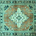 thumbnail image 1 of Ahgly Company Machine Washable Indoor Square Medallion Turquoise Blue Traditional Area Rugs, 6' Square, 1 of 4