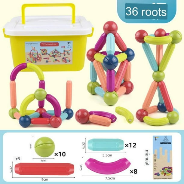 Juego de bolas y varillas magnéticas para niños pequeños, bloques de construcción magnéticos, palos de aprendizaje, juguetes magnéticos educativos STeM para niños pequeños, niños y Regalo de navidad
