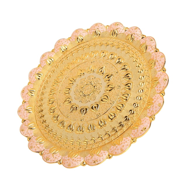 Assiette à Café, Plateau de Service à Thé Café Turc en Métal Rond Style Vintage Or pour Bijoux Or, Argent