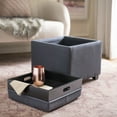 thumbnail image 2 of Safavieh Carter Birch Wood Linen Tray Ottoman in Dark Grey, 2 of 8