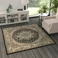 thumbnail image 3 of BizChair Traditional Square Area Rug Design Bellagio 401 (5 Feet 3 Inch X 5 Feet 3 Inch) Black, 3 of 7