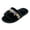 Black, variant on Women's Faux Furry Slide Sandal Comfortable Open Toe House Slippers Non Slip Floral Bell Decor Walking Shoes Black Size 6