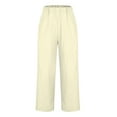 thumbnail image 7 of Wlynlyn Womens Plus Size Cotton Linen Pants High Waisted Pull on Casaul Pants Ankle Length Wide Leg Lounge Trousers Size S, 7 of 7