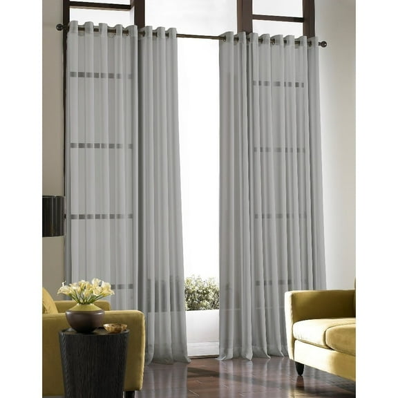 Curtainworks Soho Voile Grommet Single Curtain Panel, Indoor, 59"W x 120"L, Silver, Adult