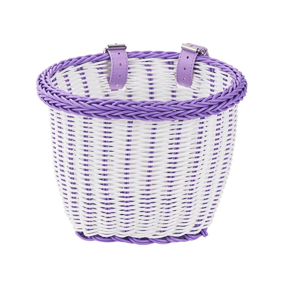 Kids Woven Bicycle Front Basket, Adjustable Strap Handlebar Basket for Toddler Bikes, Colour as Pictured